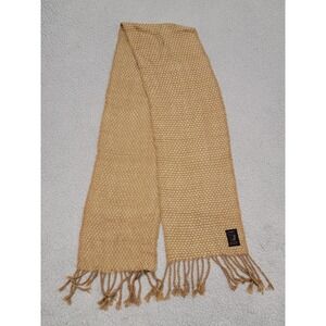 Peruvian Alpaca Wool Scarf Womens 60" Long Beige Woven Fringe Soft Winter Wrap